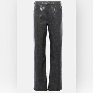 Agolde Sloan Mid-rise Leather straight leg pants